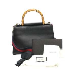 GUCCI Authentic Black Leather Bamboo Bag